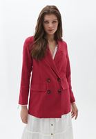 Women Pink Linen Blazer Jacket