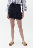 Women Navy Ultra High Rise Shorts with Belt