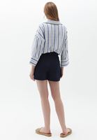 Women Navy Ultra High Rise Shorts with Belt