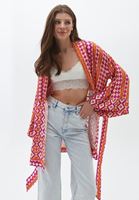 Women Mixed Wrap Around Printed Kimono