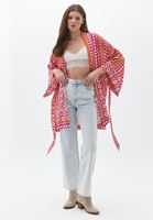 Women Mixed Wrap Around Printed Kimono