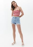 Women Blue High Rise Cotton Denim Shorts