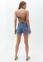 Women Blue High Rise Cotton Denim Shorts