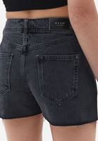 Bayan Siyah Yüksek Bel Denim Şort