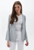Bayan Gri Kolları Yırtmaç Detaylı Blazer Ceket