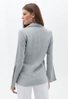 Bayan Gri Kolları Yırtmaç Detaylı Blazer Ceket