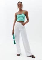 Women Green Crop Top with Thin Straps