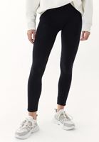 Women Black Jacquard Detailed Seamless High Rise Legging