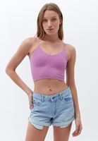 Women Purple Seamless Crop Top