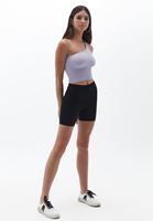 Women Black Seamless Jacquar Shorts