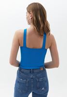 Women Blue Jacquard Seamless Crop Top