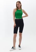 Women Green Jacquard Seamless Crop Top