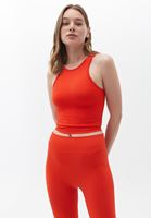 Women Orange Jacquard Seamless Crop Top