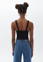 Bayan Siyah Dikişsiz Crop Atlet