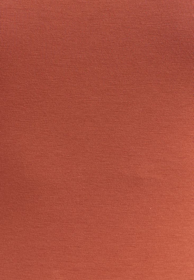 Women Orange Square neck Long Sleeved Tshirt