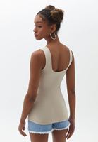 Women Beige Flexible Square Neck Singlet