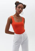 Women Orange Flexible Square Neck Singlet