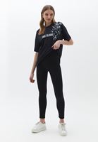 Women Black Cotton Printed Tshirt