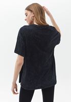 Women Black Cotton Printed Tshirt