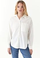 Bayan Krem Pamuklu Oversize Gömlek