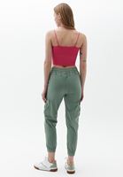 Women Green Elasticated waistband cargo jogger pants