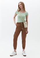 Women Brown Elasticated waistband cargo jogger pants