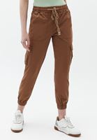 Women Brown Elasticated waistband cargo jogger pants