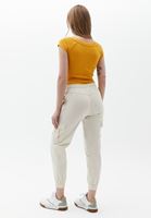 Women Cream Elasticated waistband cargo jogger pants