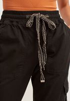 Women Black Elasticated waistband cargo jogger pants