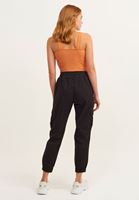 Women Black Elasticated waistband cargo jogger pants