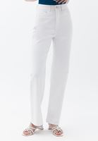 Bayan Beyaz Pamuklu Straight-Fit Pantolon