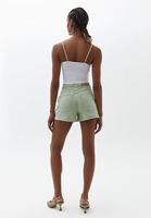 Women Green High Rise Cotton Shorts