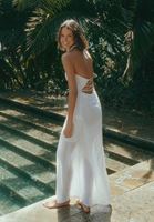 Women White Maxi Dress with Cut Out Detail