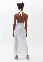 Women White Maxi Dress with Cut Out Detail