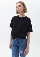 Bayan Siyah Pamuklu Oversize Tişört