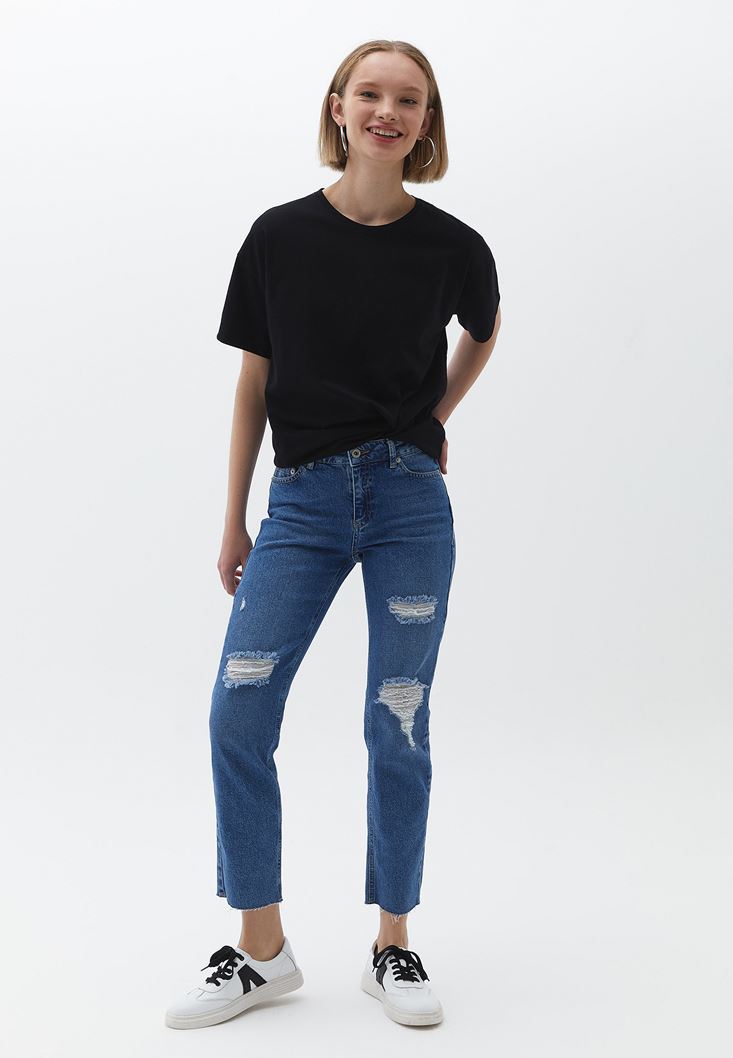 Women Black Cotton Oversize Tshirt