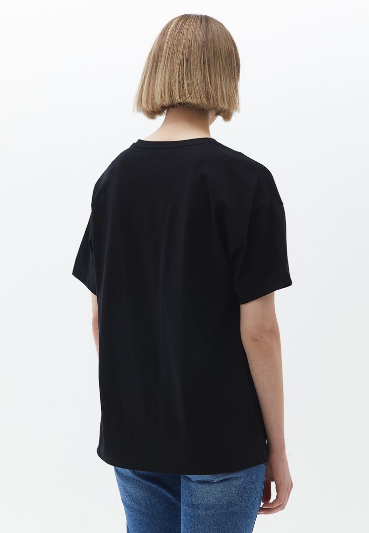 Women Black Cotton Oversize Tshirt