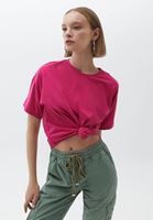 Bayan Pembe Pamuklu Oversize Tişört