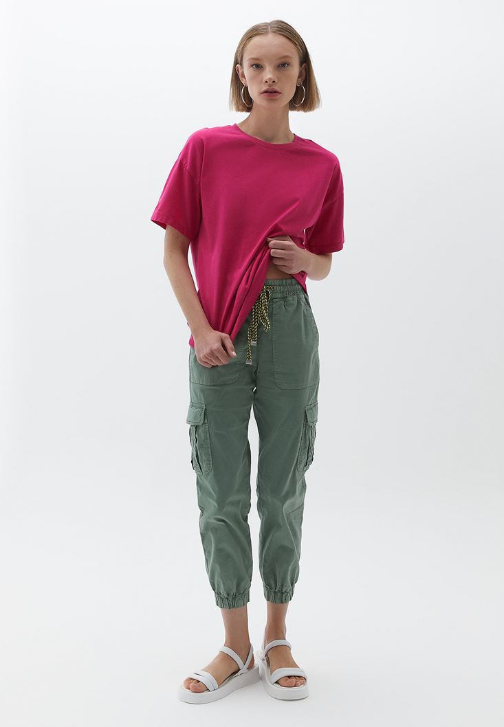 Women Pink Cotton Oversize Tshirt