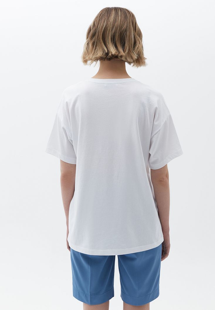 Women White Cotton Oversize Tshirt