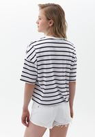 Bayan Çok Renkli Oversize Çizgili Tişört
