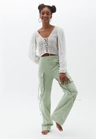 Women White Crop Cut Knitwear with Knit Pattern Detail