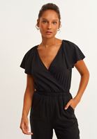 Women Black Double Breasted Culotte Jumpsuit