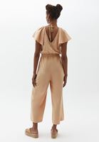 Women Beige Double Breasted Culotte Jumpsuit