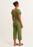 Women Green Double Breasted Culotte Jumpsuit