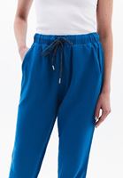 Women Blue Carrot Fit Pants with Drawstring