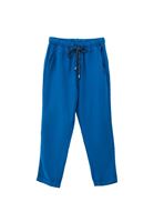 Women Blue Carrot Fit Pants with Drawstring