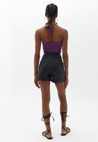 Women Black Shorts with Waist Detail