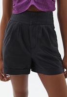 Women Black Shorts with Waist Detail