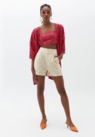 Women Beige Shorts with Waist Detail